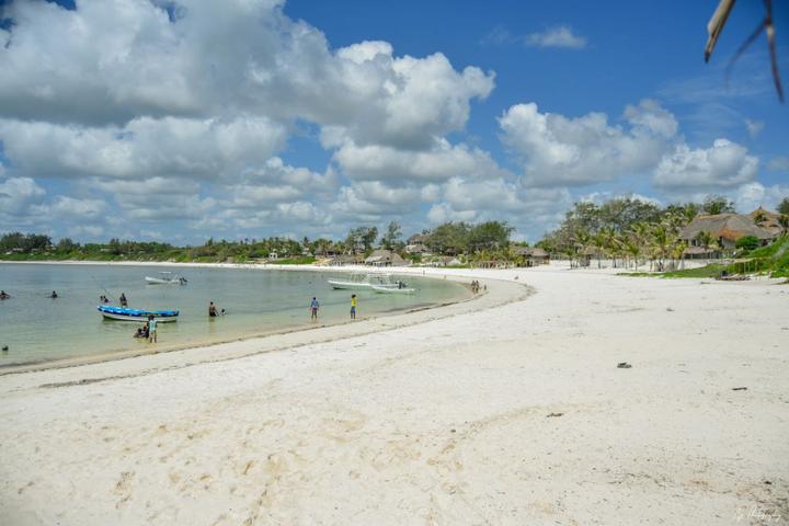A white sand beach and calm sea at the coast