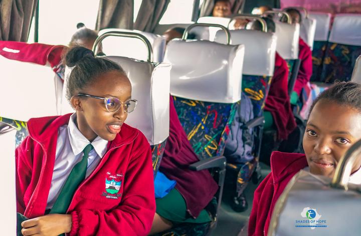 Students seated together on the bus