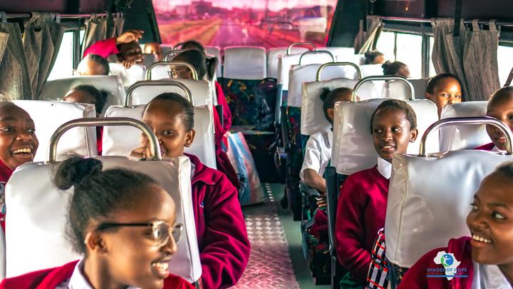 A bus full of students heading to school